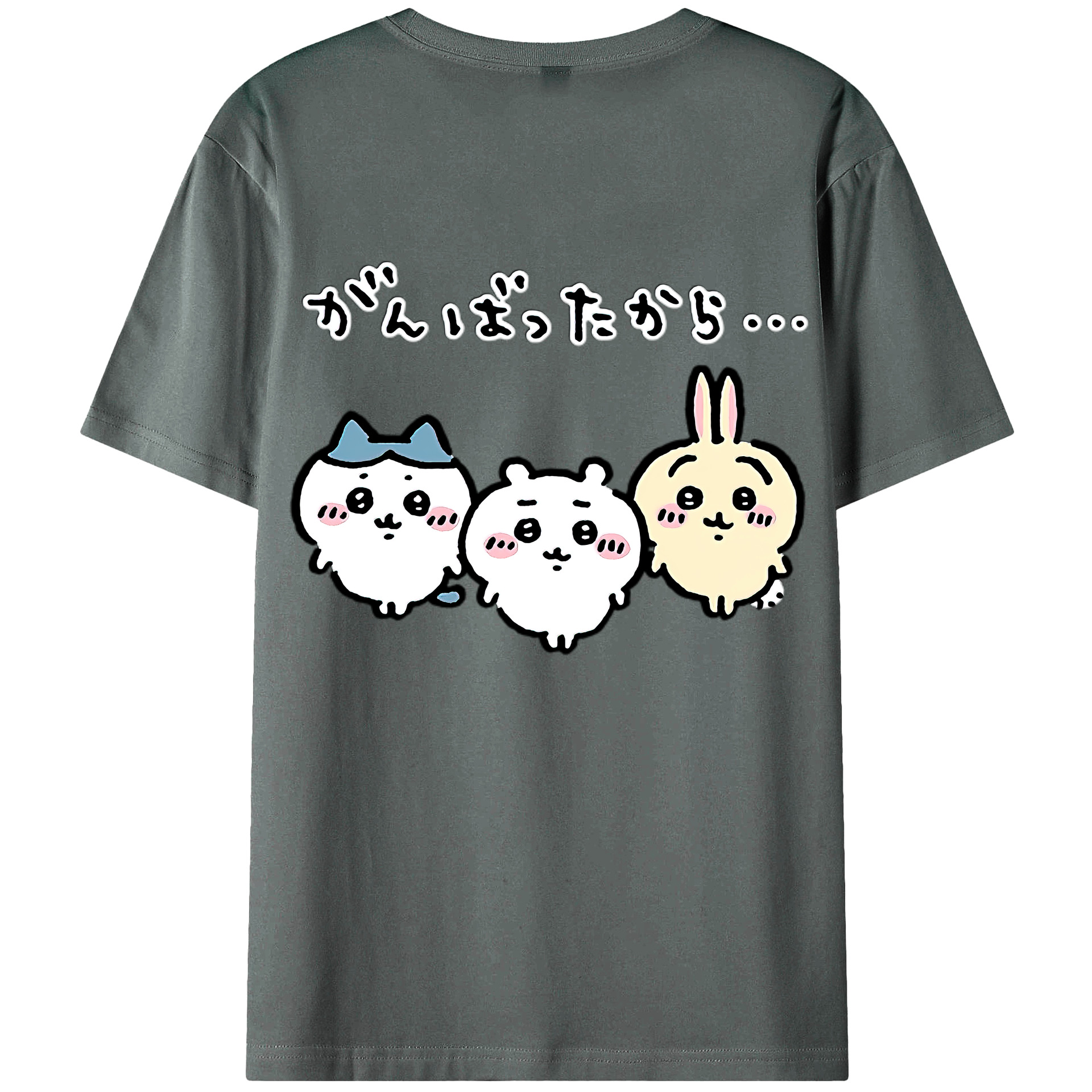 （画像用） ちいかわ ハチワレ Chii-kawa hachiware 綿100％ メンズ半袖Tシャツ（バックプリント） 通気性